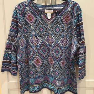 Alfred Dunner Women's Multicolor Geometric Blouse